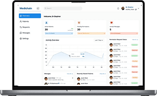 MediChain healthcare data management system UI/UX mockup